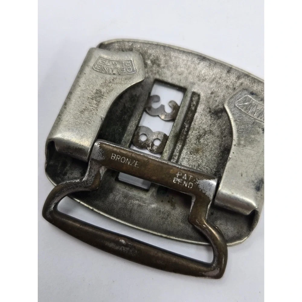 Vintage Swank Belt Buckle Bronze Deluxe Plate Number 38 Mid Century Accessory